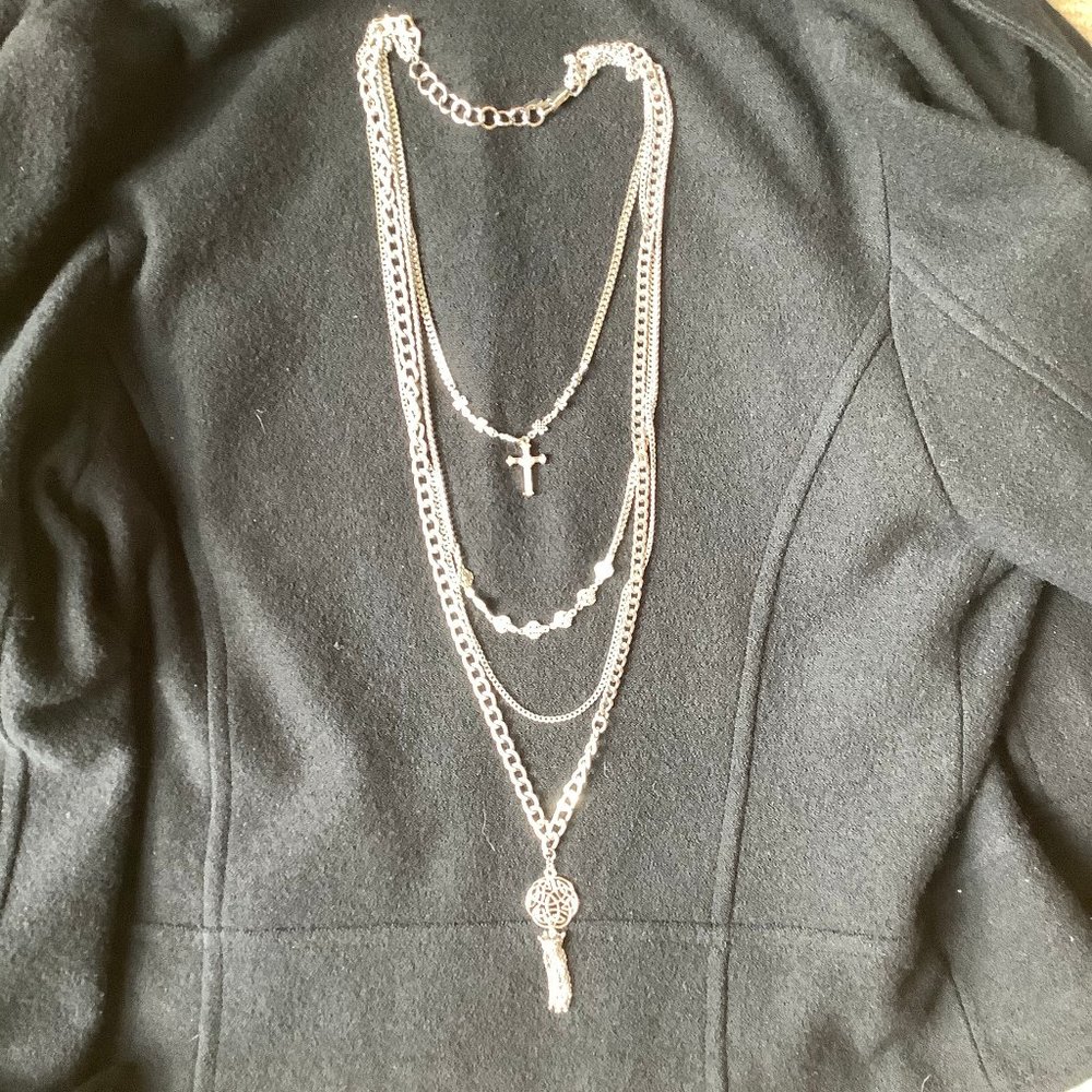 Nicole Miller layered silver necklace
